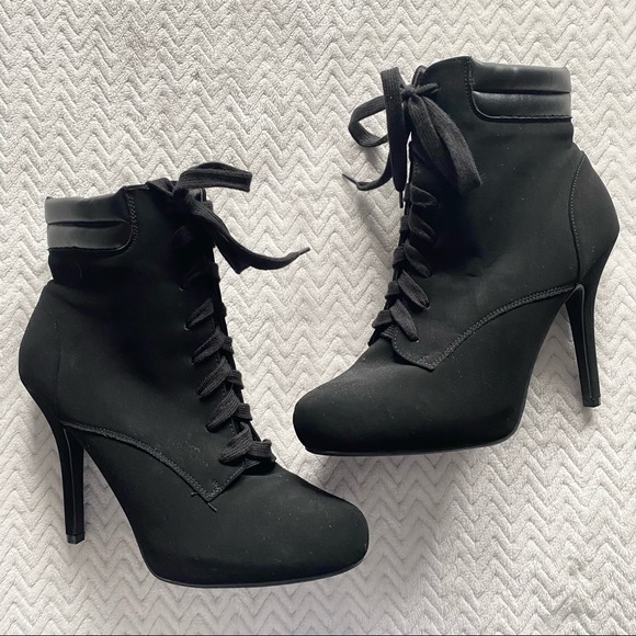 Andiamo Shoes - Andiamo Black Lace Up Heels